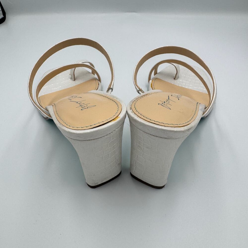 Betsey Johnson Anya Heels 8 White Croc Mule Sandals Bridal Y2K Heels Shoes Y2K - Picture 8 of 16